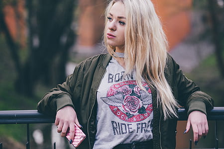 woman wearing black leather jacket thumbnail