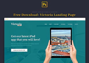Victoria Landing Page UI Kit psd file