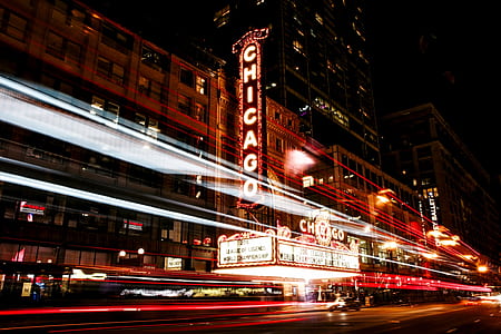 timelapse photography of Chicago theater thumbnail