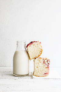 Homemade bun cake with glass of milk thumbnail