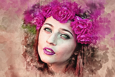 woman in pink flower crown painting thumbnail