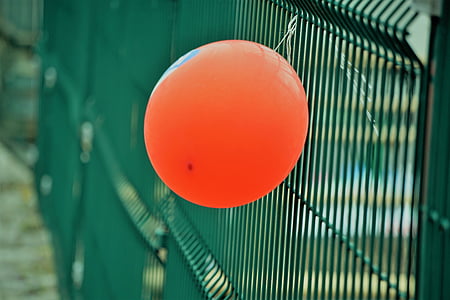 orange latex balloon on fence thumbnail