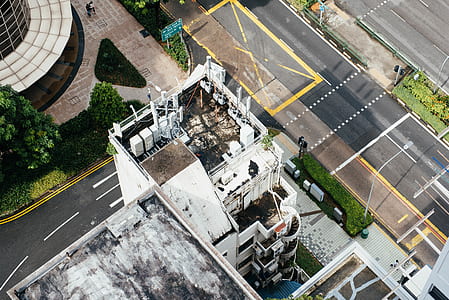 high angle photography of a white building near roadway thumbnail