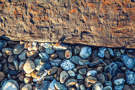 This is a shot captured on the beach at Deal In Kent England, the beach pebbles rest beside an old wooden groyne thumbnail