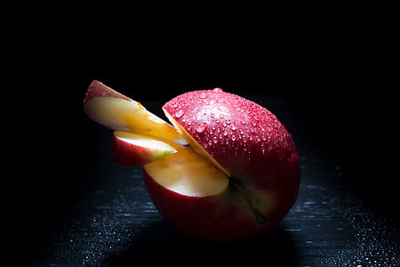 macro photography of red apple thumbnail