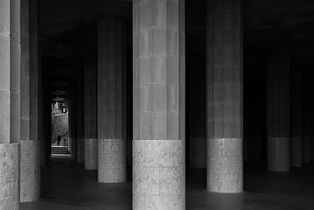 grayscale photo of pillars thumbnail