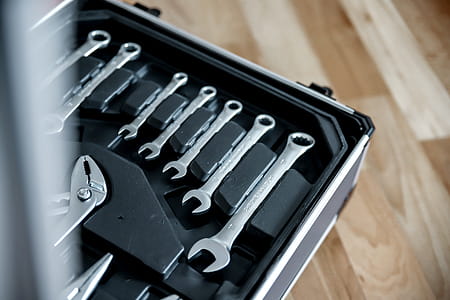Set of tools in open suitcase thumbnail