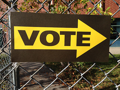 Vote sign on hog wire fence thumbnail