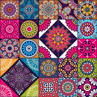 Colorful mandala tiles pattern eps file