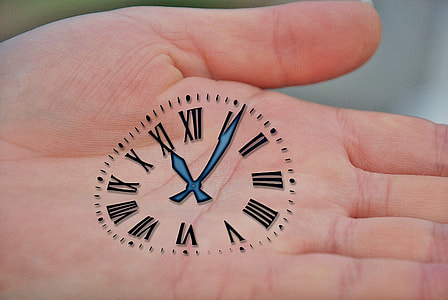 analog clock pain in left human palm thumbnail