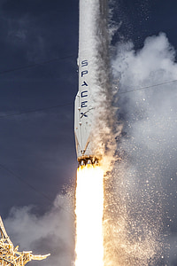 white Spacex space shuttle launching thumbnail
