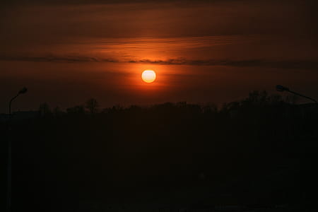 sunset, sunrise, orange, dark thumbnail