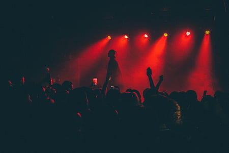 red, light, crowd, concert thumbnail