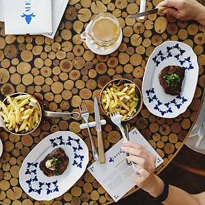 Beef steaks with french fries thumbnail