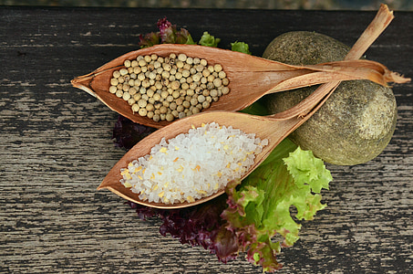 spices coriander on brown leaves thumbnail
