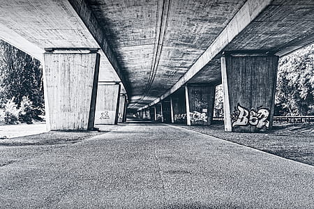 grayscale photography of concrete bridge thumbnail
