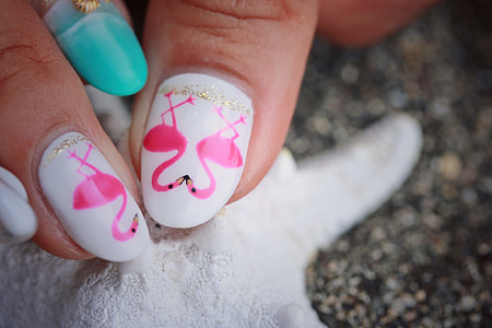white and pink nail art photo thumbnail