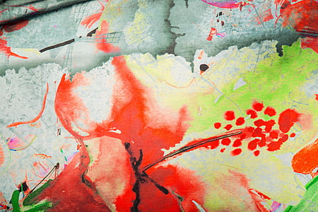 red, yellow, and gray floral textile thumbnail