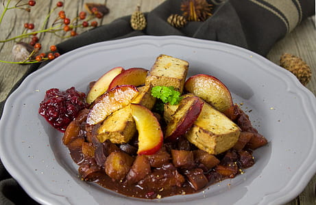 meat dish on white ceramic plate thumbnail