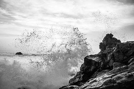 rock formation with water greyscale thumbnail