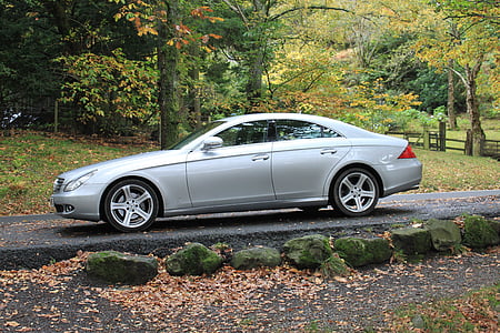 silver sedan parked on pathway under green leafed tree at daytime thumbnail