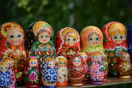 assorted-character Russian nesting dolls collection thumbnail
