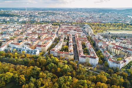 Amazing view on the historic city of Prague. Aerial view. thumbnail