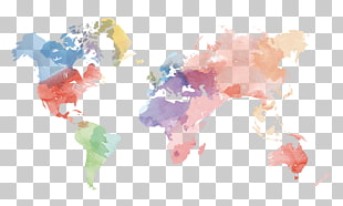 Globe United States World map, creative watercolor world map material, multicolored world map illustration PNG clipart