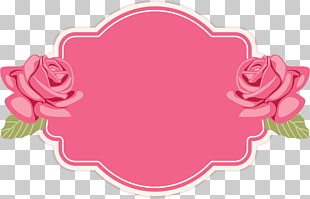 Shabby chic Wedding invitation Pink Pattern, Hand painted pink rose text label, pink and white text ribbon PNG clipart