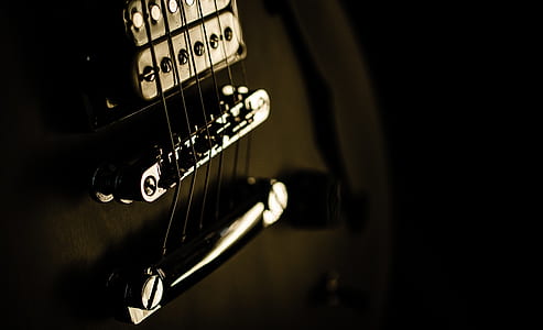 closeup photo of white and black guitar thumbnail