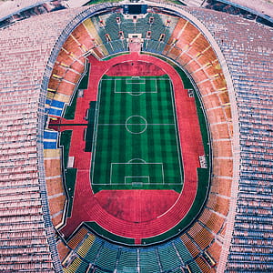 Aerial Photography of Multicolored Soccer Field thumbnail