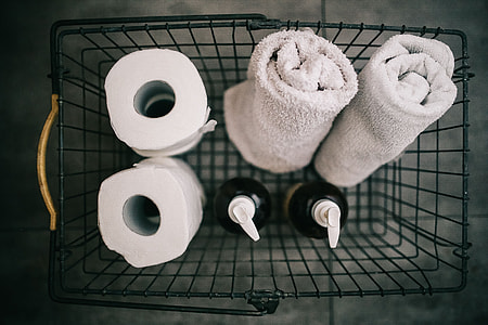 Toiletries in a metal basket thumbnail