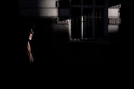 portrait, shadow, woman, candid thumbnail