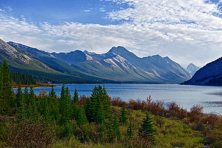 photo of mountains near lake at daytime thumbnail