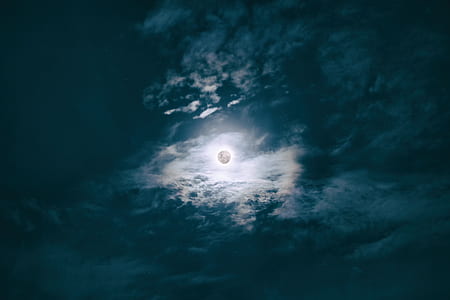 full moon surrounded by dim clouds thumbnail