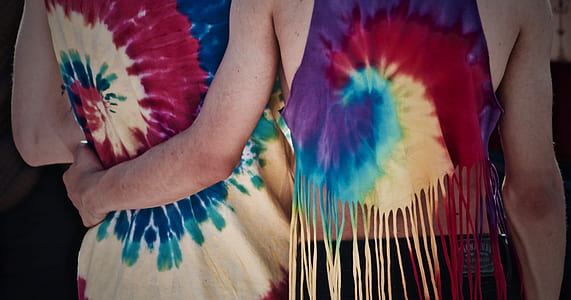 close-up of two assorted-color tie-dye tops thumbnail