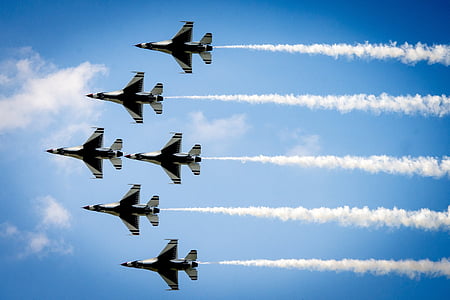 six aircrafts in mid flight thumbnail