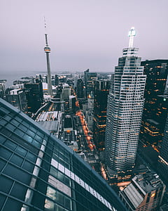 aerial photography of CN Tower, Toronto Canada thumbnail