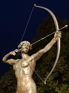 topless woman aiming bow statue thumbnail