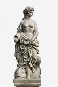 topless woman standing on sea creature statue thumbnail