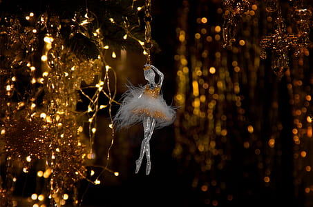 clear glass ballerina ornament in tilt shift lens photography thumbnail