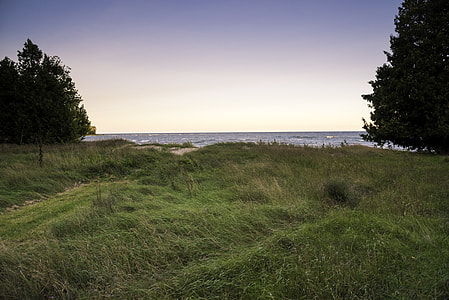 Windy Sand Dunes landscape along Lake Michigan at J.W. Wells State Park thumbnail