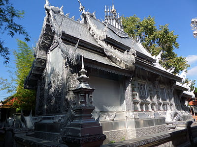 Silvered Ordination Hall of Suphan Buddhist Temple in Chiangmai, Thailand thumbnail