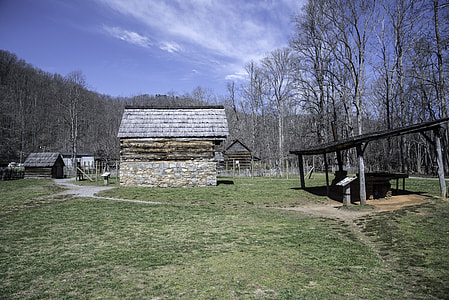 Old wooden log cabins village in Great Smoky Mountains National Park, North Carolina thumbnail