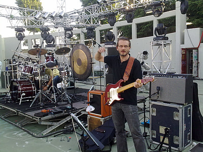 band preparing on stage thumbnail