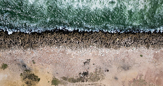 ocean, sand, beach, drone view thumbnail
