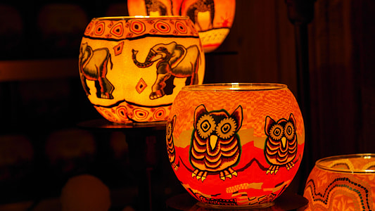 several lighted orange decorative lamps closeup photography thumbnail