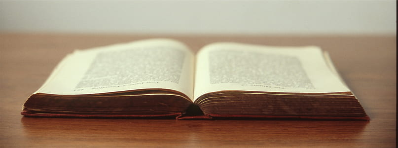 opened book on brown wood thumbnail