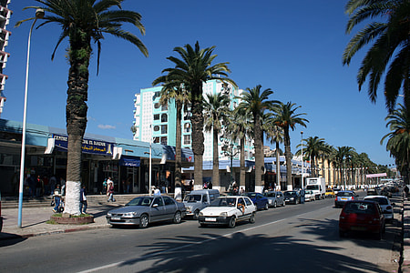 Downtown Skikda with road and traffic in Algeria thumbnail