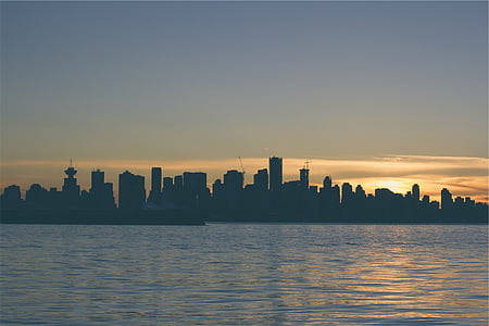 silhouette of city buildings during sunset thumbnail